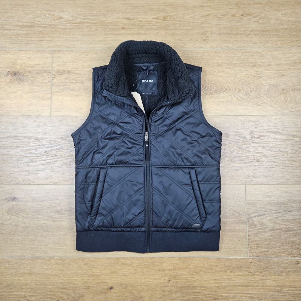 prAna Esla Vest Black Womens Small NWT Sherpa Fleece Lined Quilted Outdoor